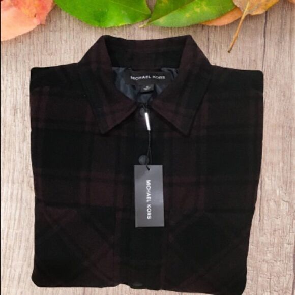 MICHAEL KORS Men’s WOOL Buffalo Plaid woven Shirt Jacket M - Picture 10 of 14